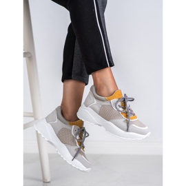 SHELOVET Baskets à la mode gris jaune 2