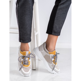 SHELOVET Baskets à la mode gris jaune 1