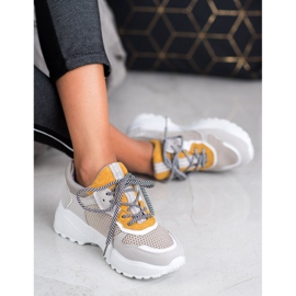 SHELOVET Baskets à la mode gris jaune 3