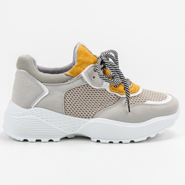 SHELOVET Baskets à la mode gris jaune 4