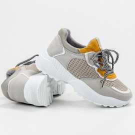 SHELOVET Baskets à la mode gris jaune 5