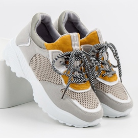 SHELOVET Baskets à la mode gris jaune 6
