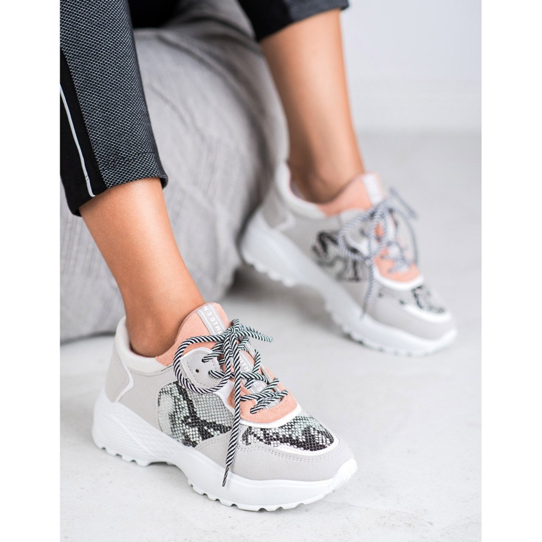 SHELOVET Baskets à la mode à imprimé serpent gris 1 SHELOVET Baskets à la mode à imprimé serpent gris 1