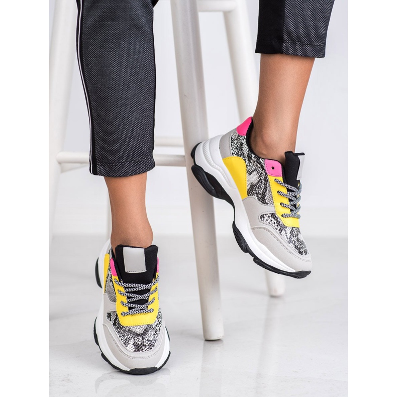SHELOVET Baskets colorées à imprimé serpent multicolore 2