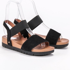 Primavera Sandales en daim avec une bande élastique le noir 3