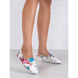 SHELOVET Slipony En Fleurs blanche 1