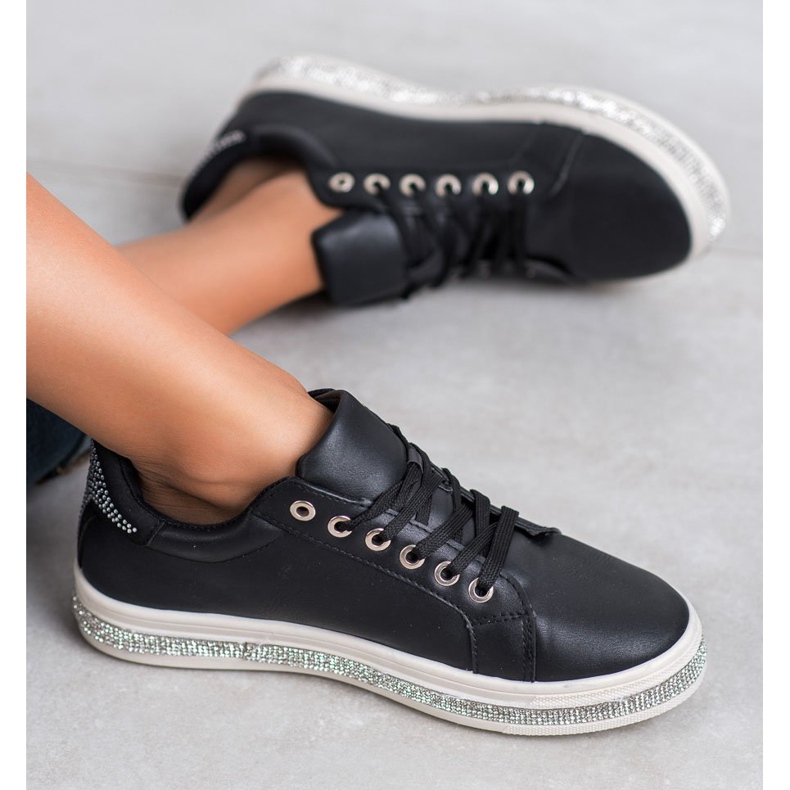 SDS Chaussures de sport avec zircone cubique noir 1