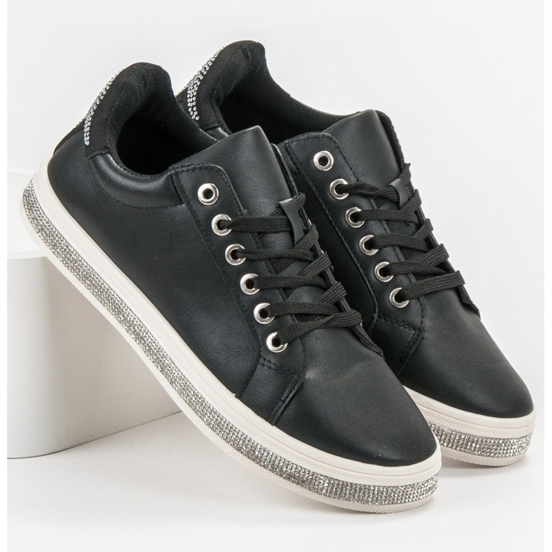 SDS Chaussures de sport avec zircone cubique le noir 2