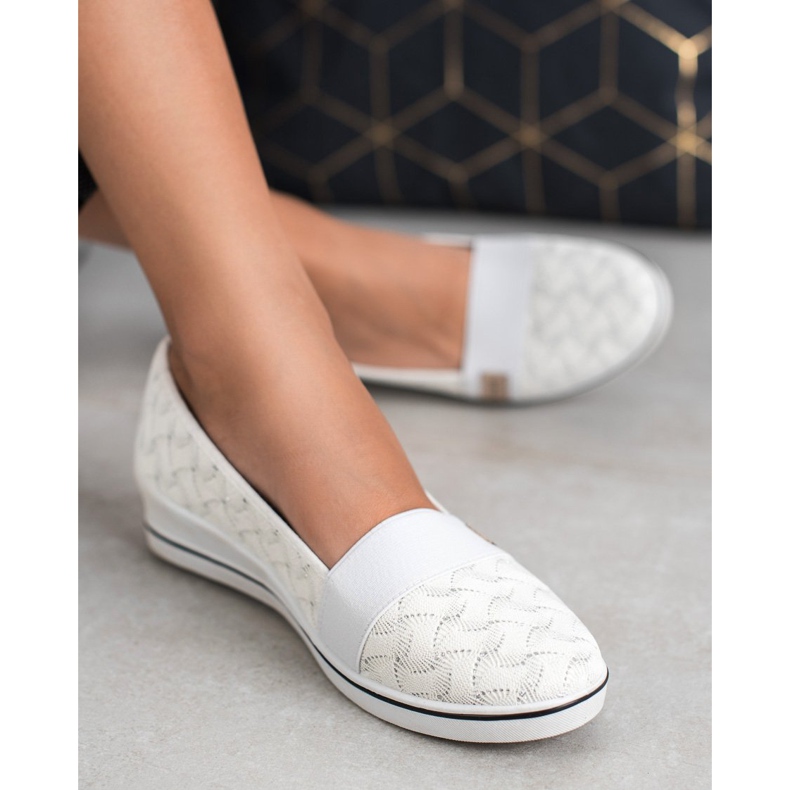 Ballerines textiles VINCEZA blanche 1