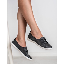 SHELOVET Baskets en cuir écologique noir 1