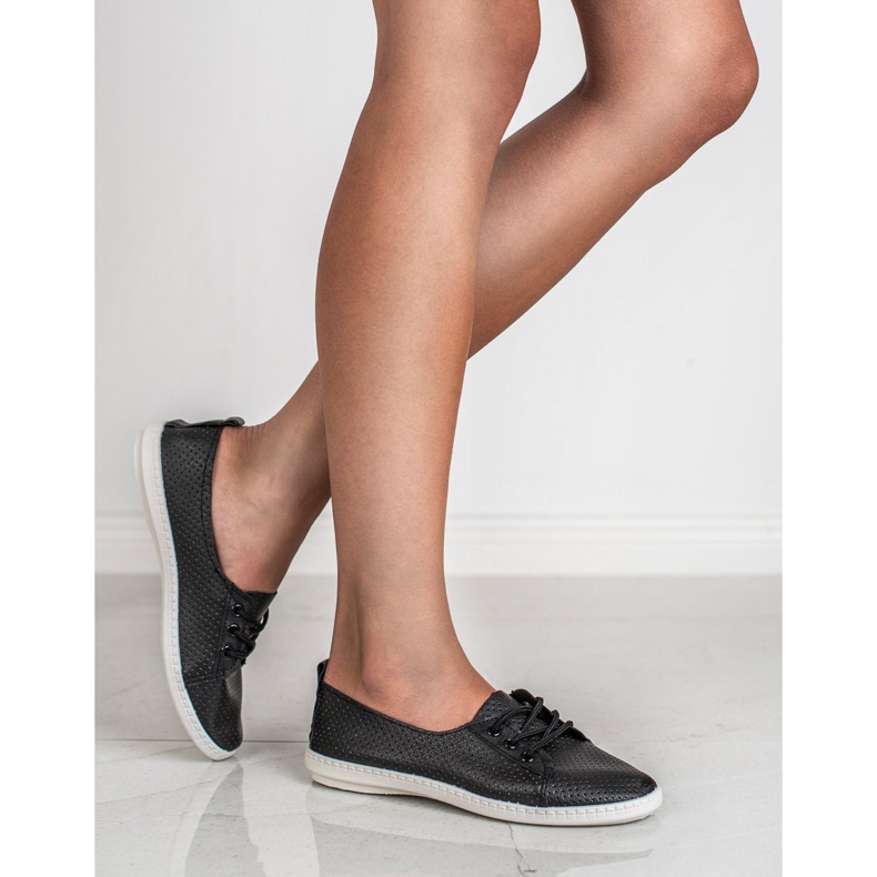 SHELOVET Baskets en cuir écologique noir 2