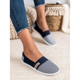 SHELOVET Slipons rayés bleu 2