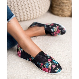 SHELOVET Slipony En Fleurs le noir multicolore 1
