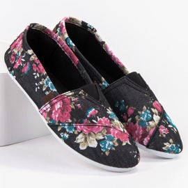 SHELOVET Slipony En Fleurs le noir multicolore 3