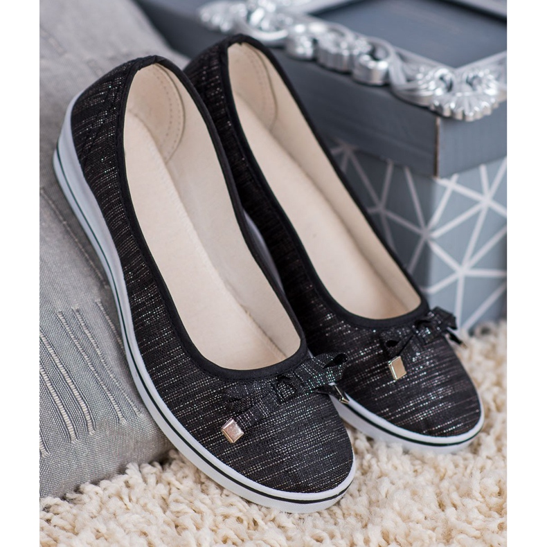 SHELOVET Ballerine compensée noir 2