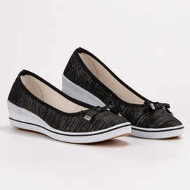 SHELOVET Ballerine compensée le noir 1