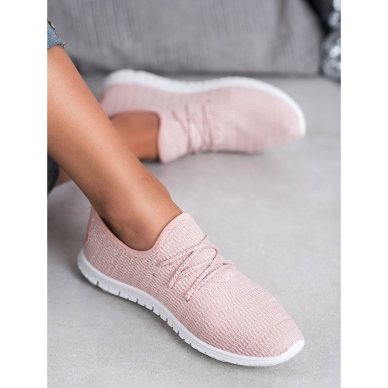 Chaussures textiles en poudre rose 1