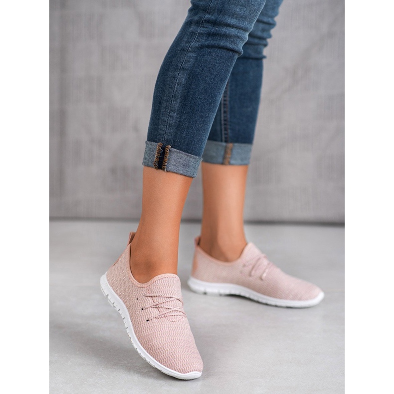 Chaussures textiles en poudre rose 2