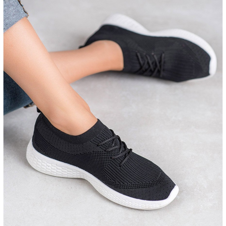 SHELOVET Chaussures de sport à enfiler le noir 1