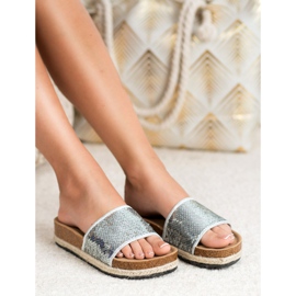 Kylie Pantoufles Argentées À Paillettes gris 1