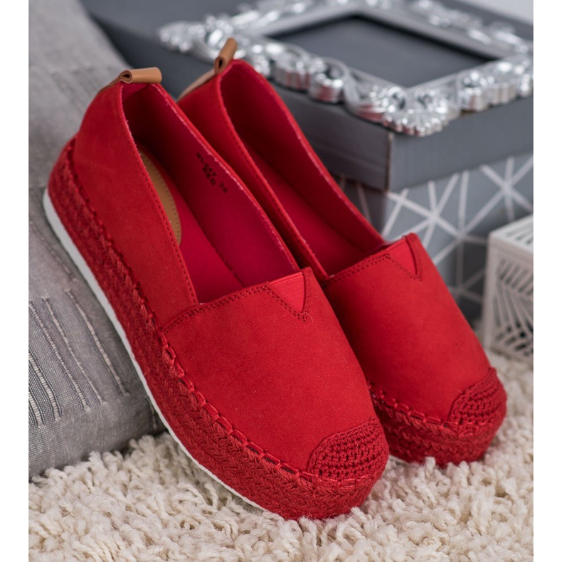 Forever Folie Espadrilles Rouges Sur La Plateforme 1