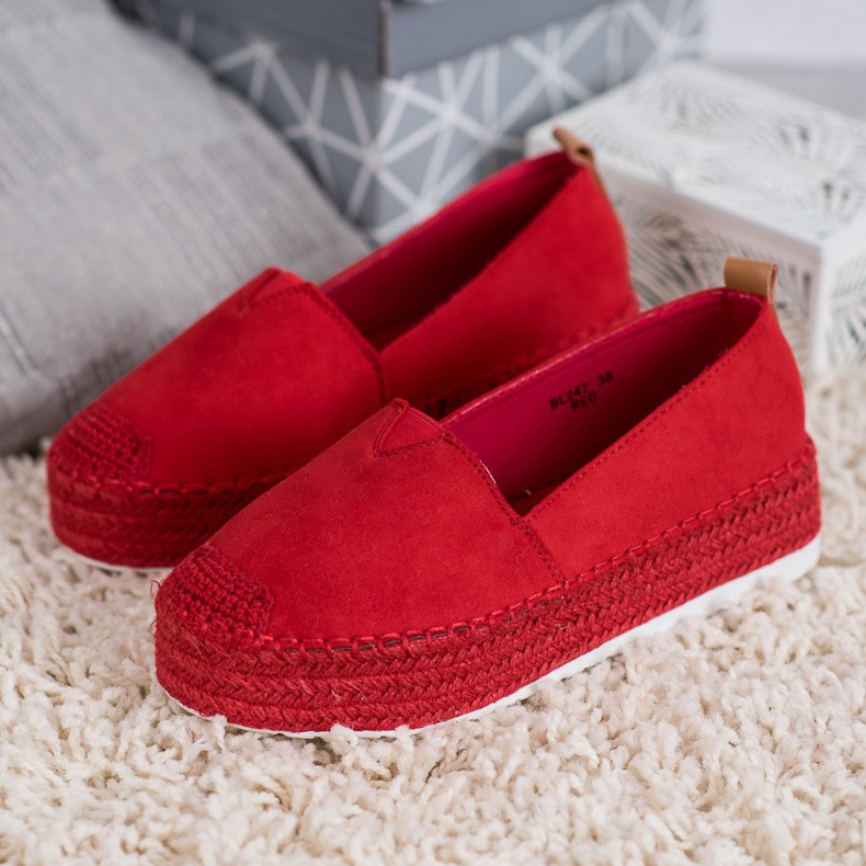 Forever Folie Espadrilles Rouges Sur La Plateforme 2