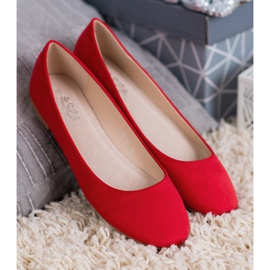 Small Swan Ballerines en daim rouge 1