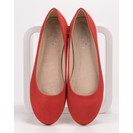 Small Swan Ballerines en daim rouge 4