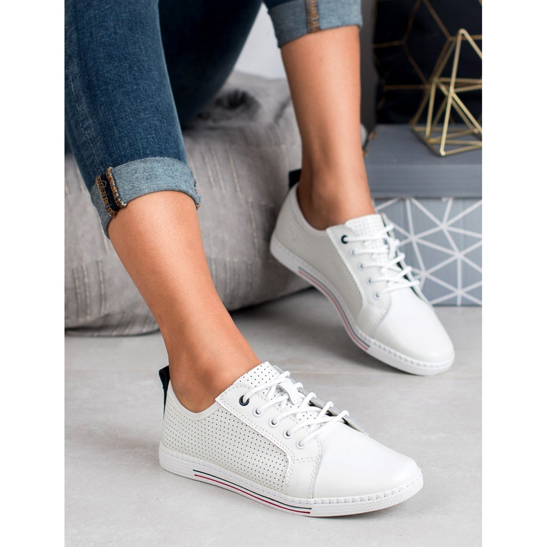 Filippo Richelieus en cuir blanc 2