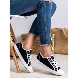 SHELOVET Baskets basses pour femmes blanc noir 1