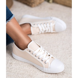 SHELOVET Baskets basses pour femmes blanche brun 2