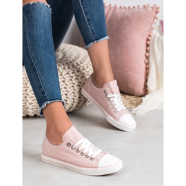 SHELOVET Baskets attachées avec un ruban rose 1