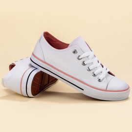 SHELOVET Baskets blanches classiques rose 4