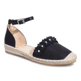 Espadrilles noires à fleurs Favara 1