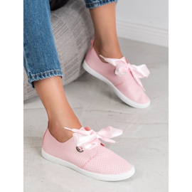 SHELOVET Chaussures attachées avec un ruban rose 2
