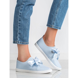SHELOVET Chaussures attachées avec un ruban bleu 1