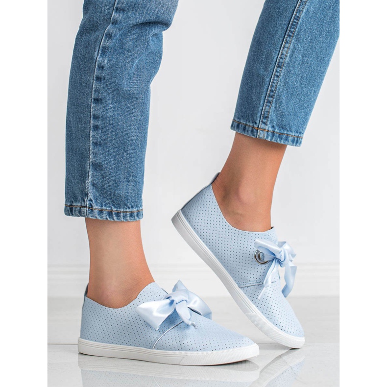 SHELOVET Chaussures attachées avec un ruban bleu 1
