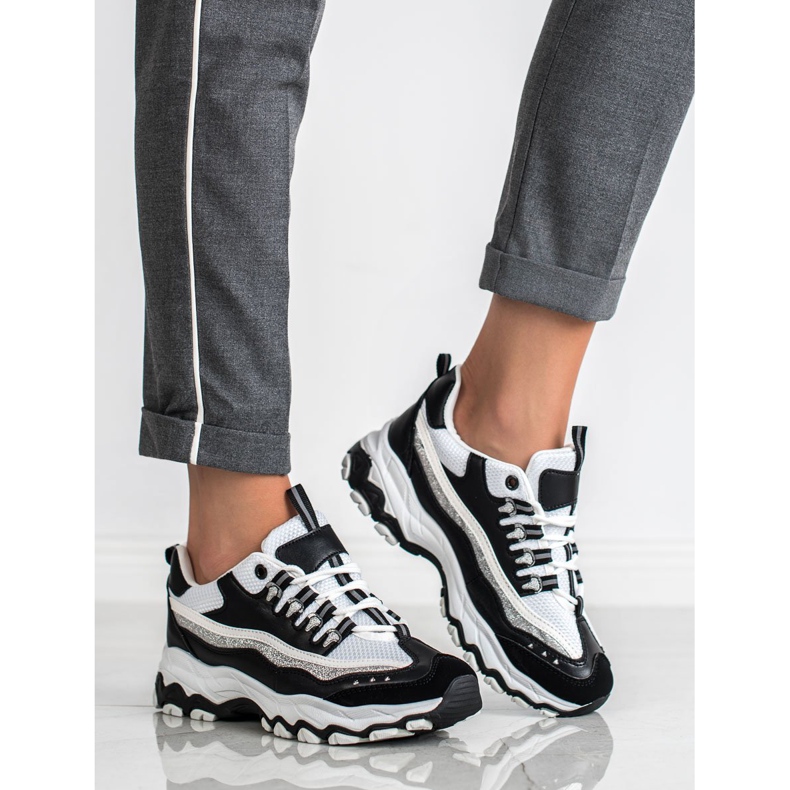 Small Swan Baskets à paillettes blanc noir 1