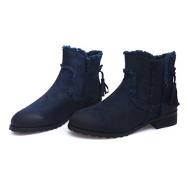 Bottines Chaudes Jodhpur boots Fourrure W156 Marine bleu marine 1