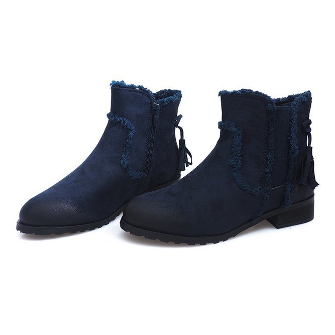 Bottines Chaudes Jodhpur boots Fourrure W156 Marine bleu marine 1