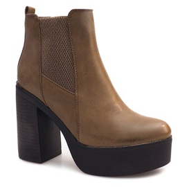 Bottines À Talons Avec Un Élastique E4863 Kaki vert 1