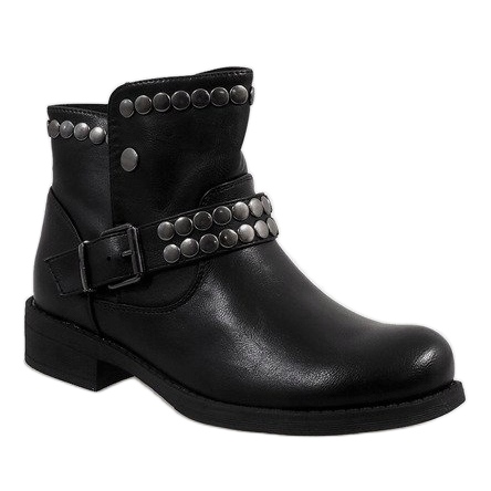 Marquiiz Bottes noires décorées HUQ-008 1