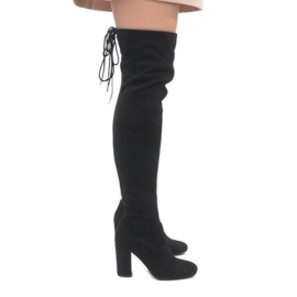 Bottes en daim noir sur le poteau ZH811 le noir 2