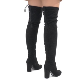 Bottes en daim noir sur le poteau ZH811 le noir 3