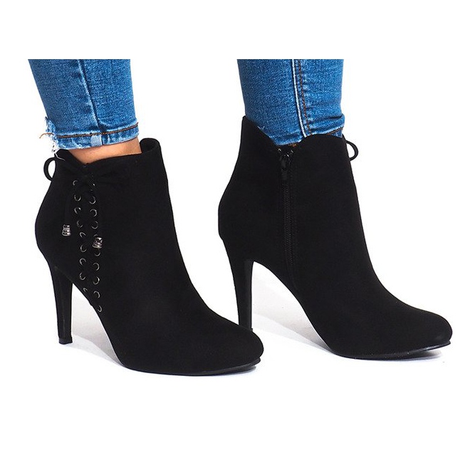 Bottines En Daim Sur Une Barre 66-98 Noir le noir 1