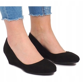 Escarpins compensés en daim MB188-48 Noir 2