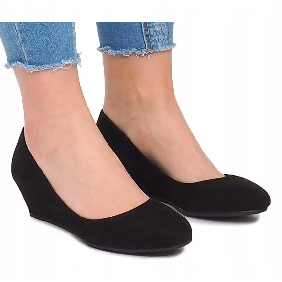 Escarpins compensés en daim MB188-48 Noir 2