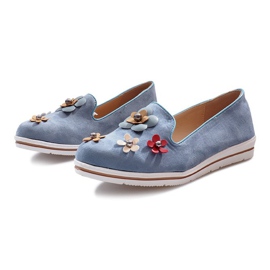 Chaussures compensées bleues à enfiler Multi Flower 3