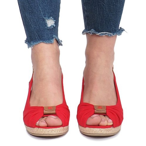 Sandales compensées espadrilles Zoe rouges 1