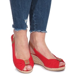 Sandales compensées espadrilles Zoe rouges 2